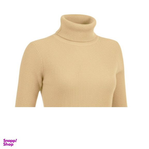 بلوز یقه اسکی زنانه طرح کبریتی کد 68 رنگ نخودی