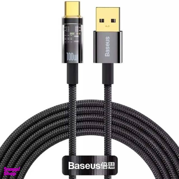 کابل دیتا 100 وات USB به Type-C باسئوس مدل Explorer Series Auto Power-Off طول 2 متر
