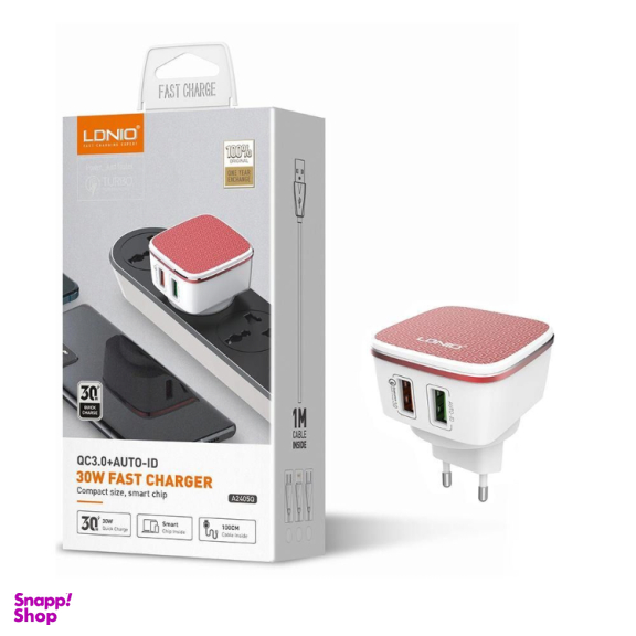 شارژر دیواری گوشی موبایل الدینیو مدل A2405 به همراه کابل USB-C