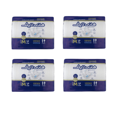 پوشینه بزرگسال هانی لایف مدل 004 سایز متوسط چهار بسته 16 عددی