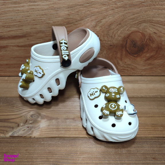 دمپایی و صندل بچگانه زیتون مدل فلای رنگ سفید و قهوه ای