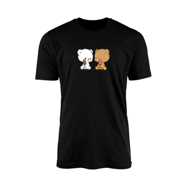 تیشرت آستین کوتاه زنانه مدل TZ7 طرح خرس کارتونی رنگ مشکی