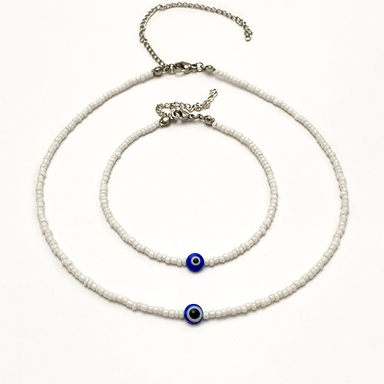 ست دستبند و پابند دخترانه سورا مدل چشم نظر کد SN003