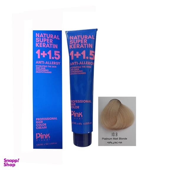 رنگ مو پینک ویژوال شماره 10.8 رنگ بلوند زیتونی پلاتینه حجم 120 میلی لیتر