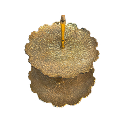 شیرینی خوری دو طبقه برنجی طرح طاووس