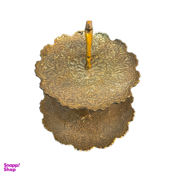 شیرینی خوری دو طبقه برنجی طرح طاووس