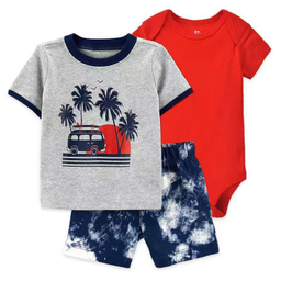 ست تیشرت و بادی و شلوارک نوزاد کد 2412