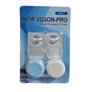 لنز چشم پرو نیو ویژن رنگ آبی اقیانوسی دور مشکی وسط عسلی شماره 27 به همراه جالنزی