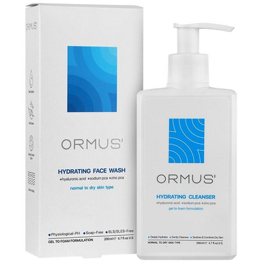 ژل شستشو صورت آبرسان اورموس مدل هیالورونیک اسید مناسب پوست های معمولی تا خشک حجم 200 میلی لیتر