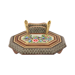 جاقلمی خاتم کاری طرح گل و مرغ کد 01