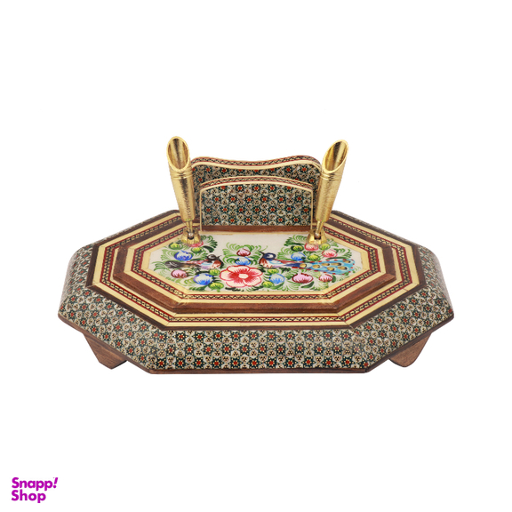 جاقلمی خاتم کاری طرح گل و مرغ کد 01