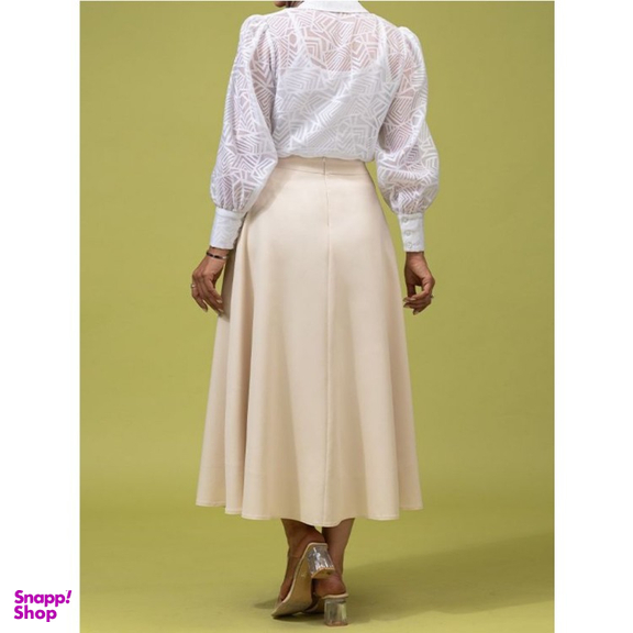 دامن زنانه برنس مدل سمانه رنگ کرم روشن