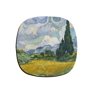 زیرلیوانی ترمه طراحان ایده مدل مزرعه گندم و درختان سرو از ونگوگ کد art0007