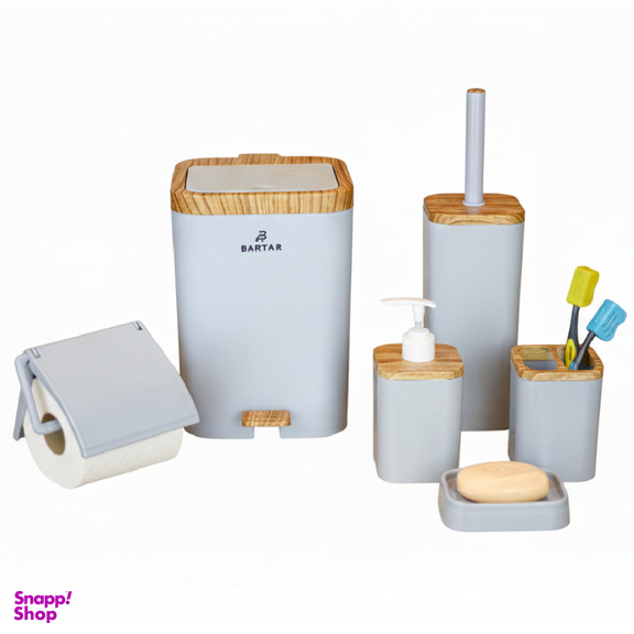 ست سرویس بهداشتی برتر مدل لیدوما طرح چوب مجموعه ۶ عددی