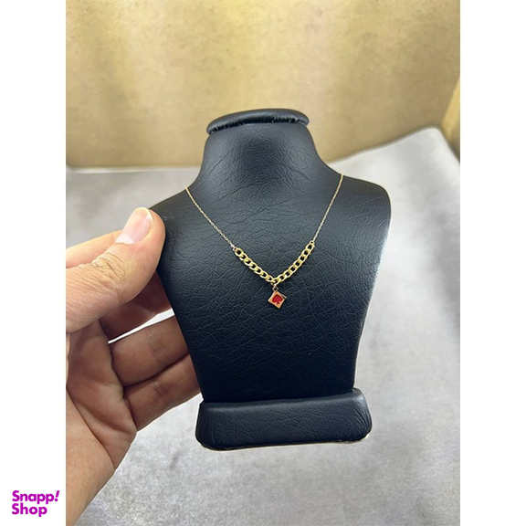 گردنبند طلا 18 عیار زنانه طرح کارتیر ظریف صورتی کد 58865