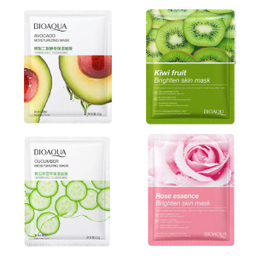 ماسک ورقه ای بایوآکوا مدل آووکادو، کیوی، خیار و گل رز مجموعه 4 عددی