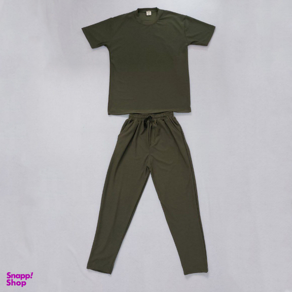 ست تیشرت و شلوار مردانه کد 52 رنگ سبز زیتونی
