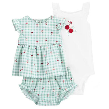 ست پیراهن و بادی و شلوارک نوزاد کد 2423