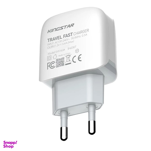 شارژر دیواری کینگ استار مدل KW163C توان 17 وات به همراه کابل USB-C