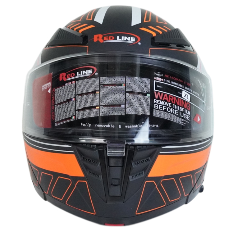 کلاه کاسکت فک متحرک رد لاین کد 960 رنگ مشکی نارنجی به همراه کاور