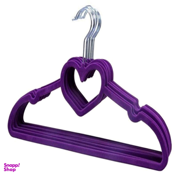 چوب لباسی مخمل طرح قلب مدل Heart بسته 5 عددی
