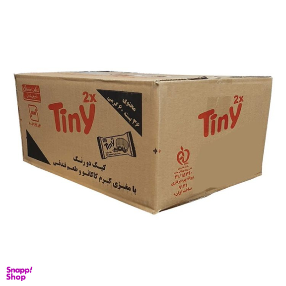 کیک تاینی با مغز کرم فندق شیرین عسل وزن 60 گرم بسته ۳۶ عددی