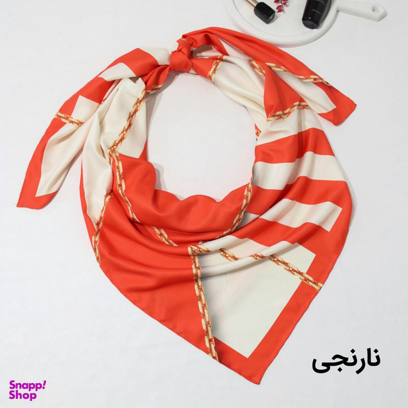 روسری زنانه آنالیا مدل ابریشم دست دوز طرح زنجیری کلاسیک کد ana-2821