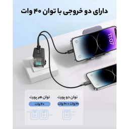 شارژر دیواری 40 وات بیسوس GAN5 Pro مدل CCGP180101