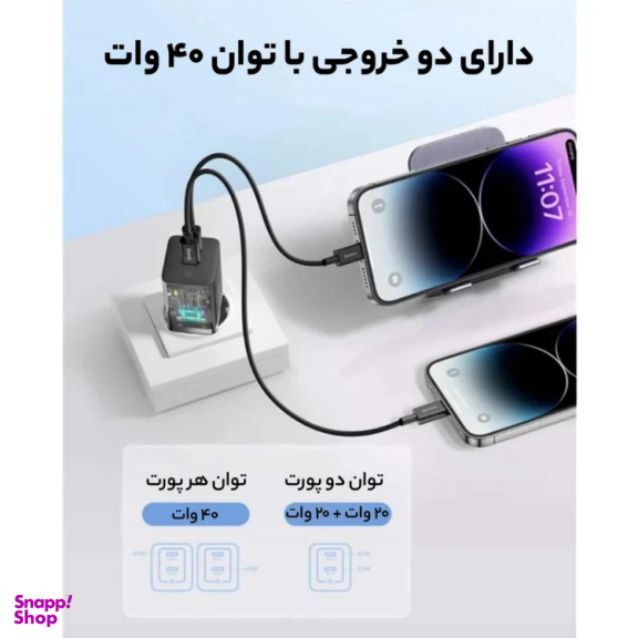 شارژر دیواری 40 وات بیسوس GAN5 Pro مدل CCGP180101