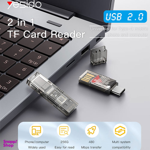 رم ریدر یسیدو مدل GS21 2in1 Type-C Plug TF
