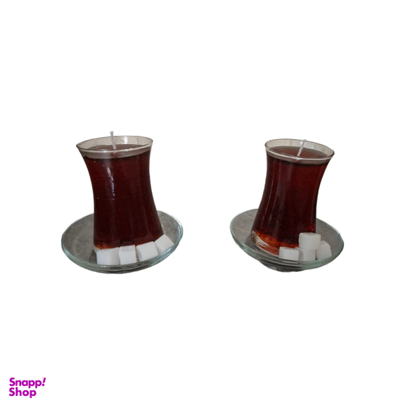 شمع طرح چای و قند کد 0022 بسته ۲ عددی