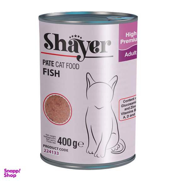 کنسرو غذای گربه شایر مدل ماهی Sh31212 وزن 400 گرم بسته 12 عددی