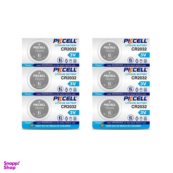 باتری سکه ای پی‌ کی سل مدل CR2032 3V Lithium Manganese بسته 6 عددی