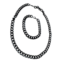 ست گردنبند و دستبند مردانه مدل زنجیر کارتیر کد ca01 رنگ مشکی