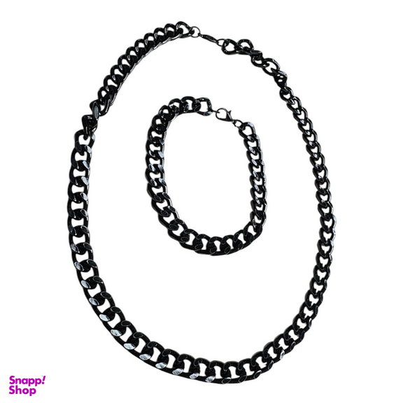 ست گردنبند و دستبند مردانه مدل زنجیر کارتیر کد ca01 رنگ مشکی