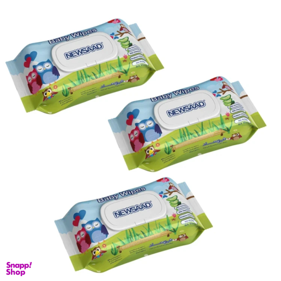 دستمال مرطوب کودک بالشتی نیوساد مدل Happu Owl مجموعه ۳ بسته 64 عددی
