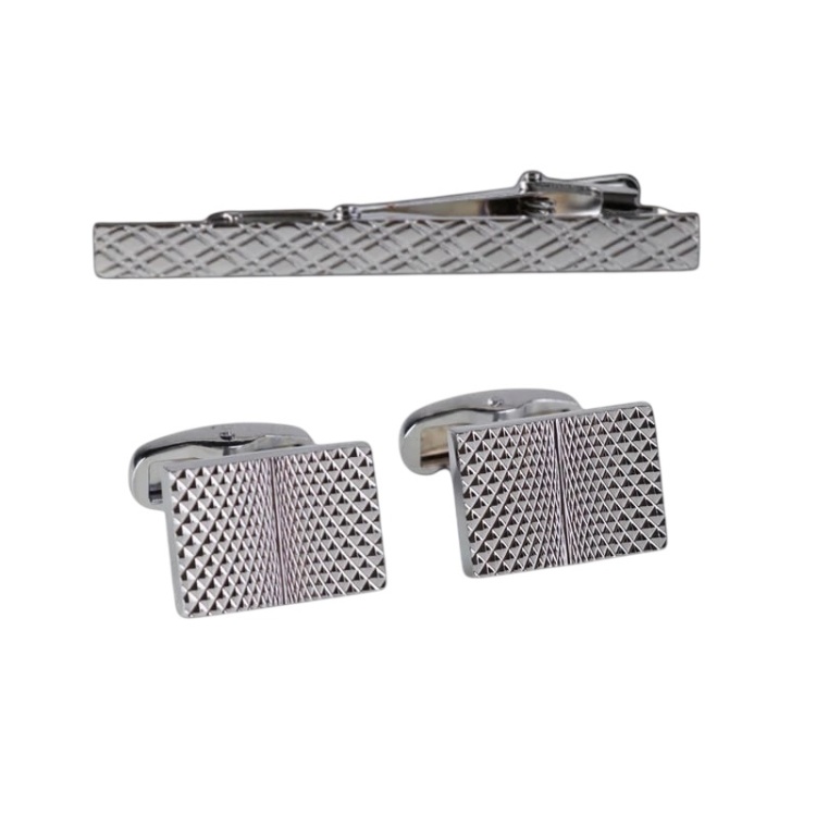 ست دکمه سردست و گیره کراوات مردانه نسن مدل NT13