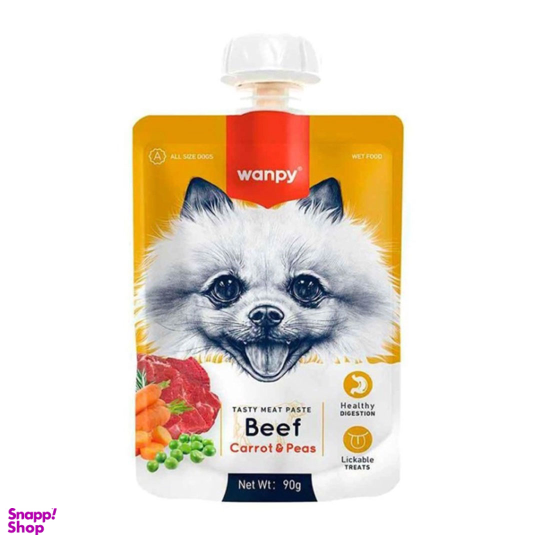پودینگ سگ ونپی طعم گوشت حاوی هویج و نخودفرنگی وزن 90 گرم