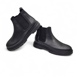 نیم بوت طبی مردانه چرم ریباری مدل Z29 رنگ مشکی