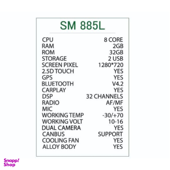 مانیتور خودرو اسمارت مدل SM 885L کارپلی به همراه 2 عدد دوربین ثبت وقایع