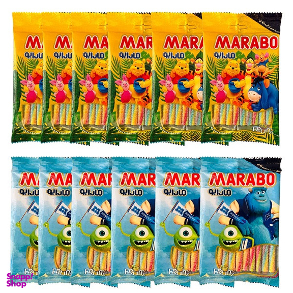 پاستیل مدادی پیچشی مارابو وزن 100 گرم بسته 12 عددی