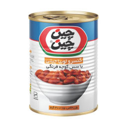 کنسرو لوبیا چیتی با سس گوجه فرنگی چین چین وزن 400 گرم