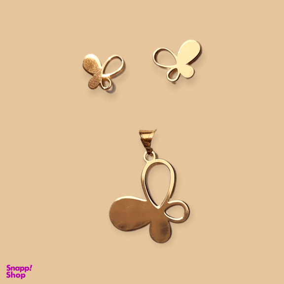 نیم ست طلا 18 عیار زنانه طرح پروانه کد 594158