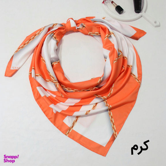 روسری زنانه آنالیا مدل ابریشم دست دوز طرح زنجیری کلاسیک کد ana-2821