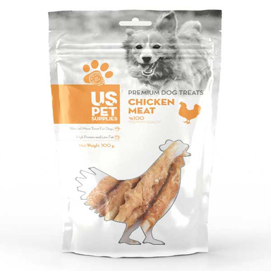 تشویقی سگ یو اس پت مدل کرانچی مدادی دور گوشت طعم مرغ وزن 100 گرم