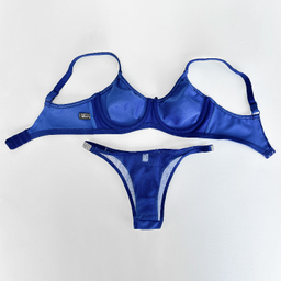 ست شورت و سوتین زنانه نوشه پوش مدل فنردار توری کد 90105 رنگ آبی تیره