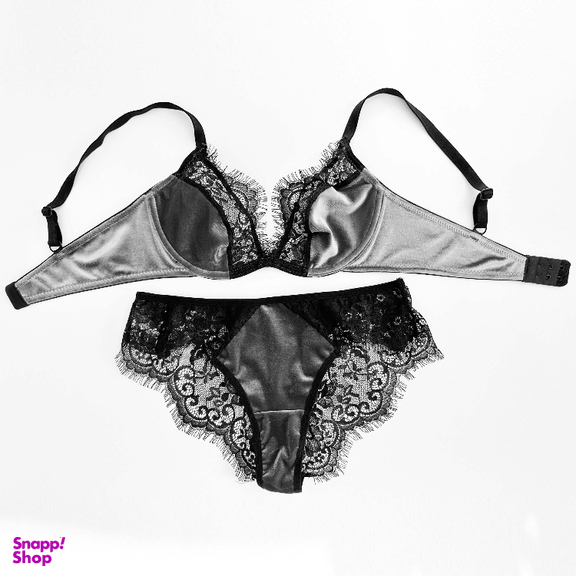 ست سوتین و شورت زنانه نوشه پوش مدل پلانچ کد 85001 رنگ طوسی