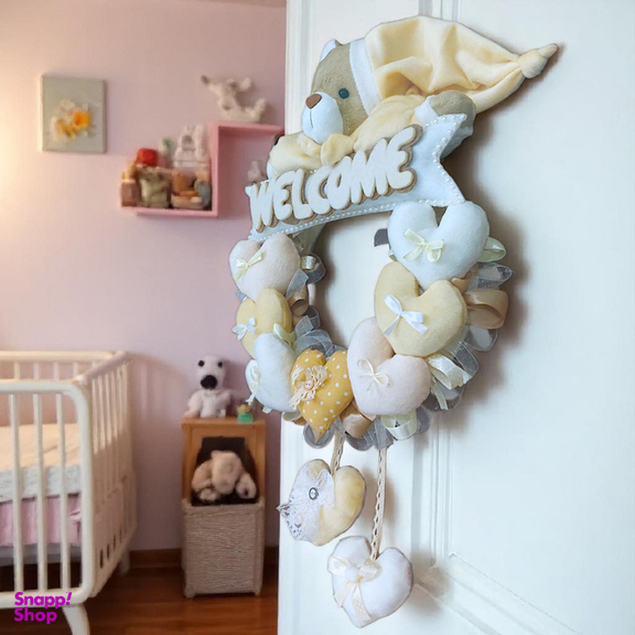 آویز تزیینی اتاق کودک طرح خرس نانان مدل Welcome کد W/Crm