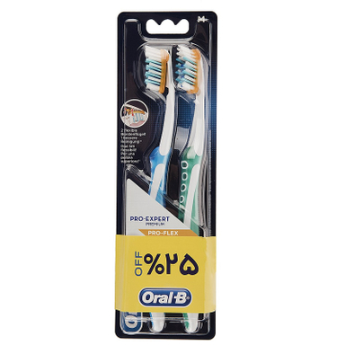مسواک اورال بی سری Pro-Expert Premium مدل Pro-Flex برس متوسط بسته 2 عددی