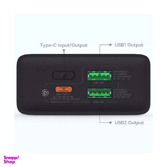پاوربانک باسئوس مدل PPAD080102 ظرفیت 20000 میلی آمپر ساعت